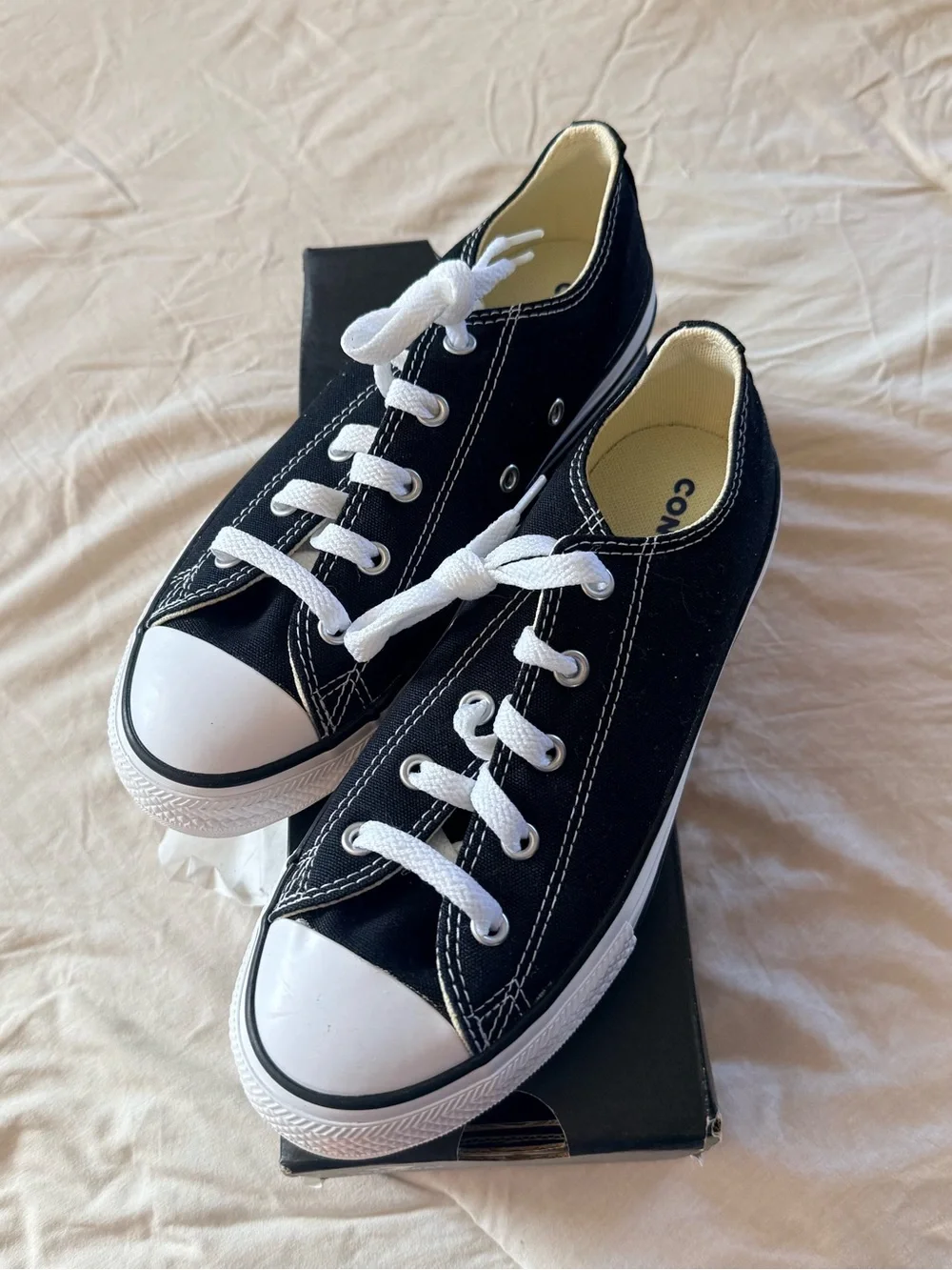 Converse Kids Black and White Canvas Low Top Sneakers